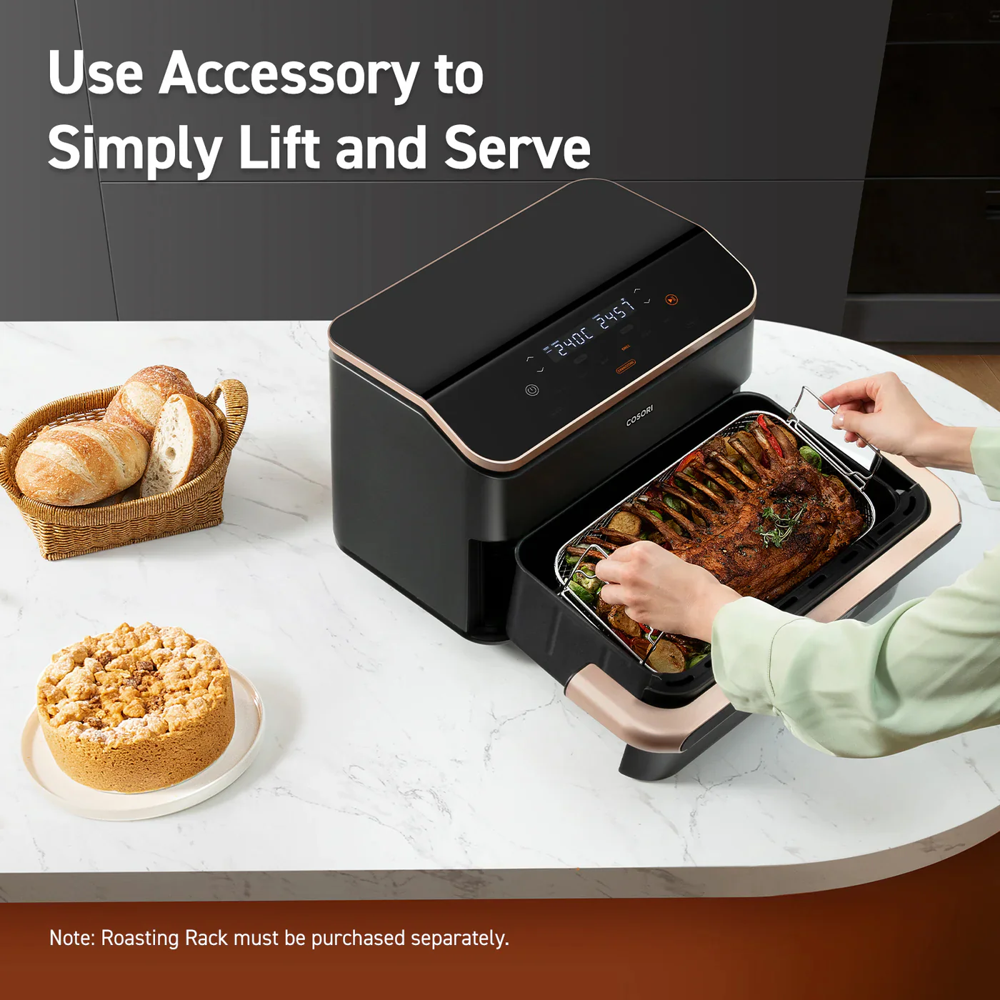 Cosori Dual Blaze Twinfry 10-Litre Air Fryer - Rose Gold - Image 13
