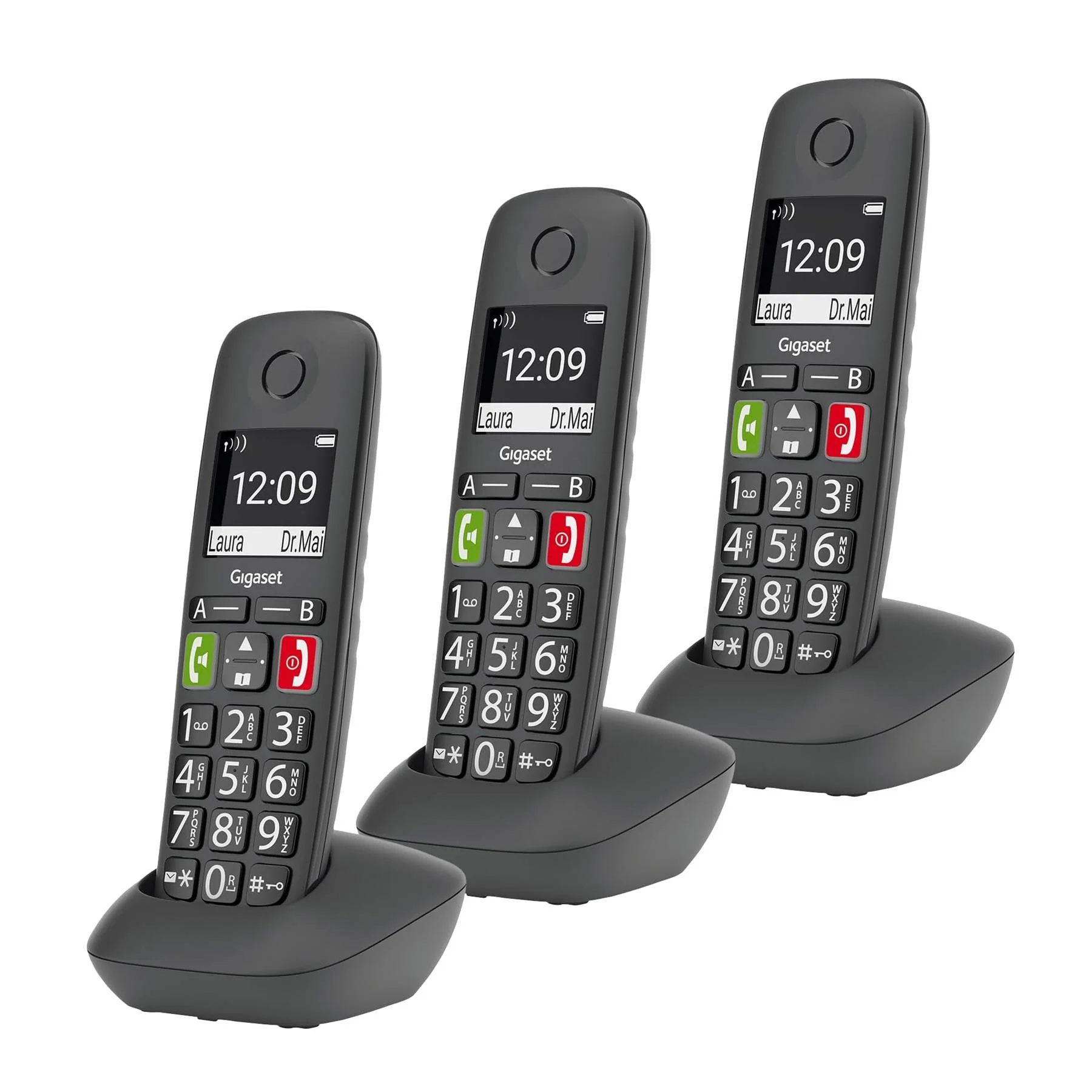 Gigaset E294 Big Button Cordless Phone, Three Handsets