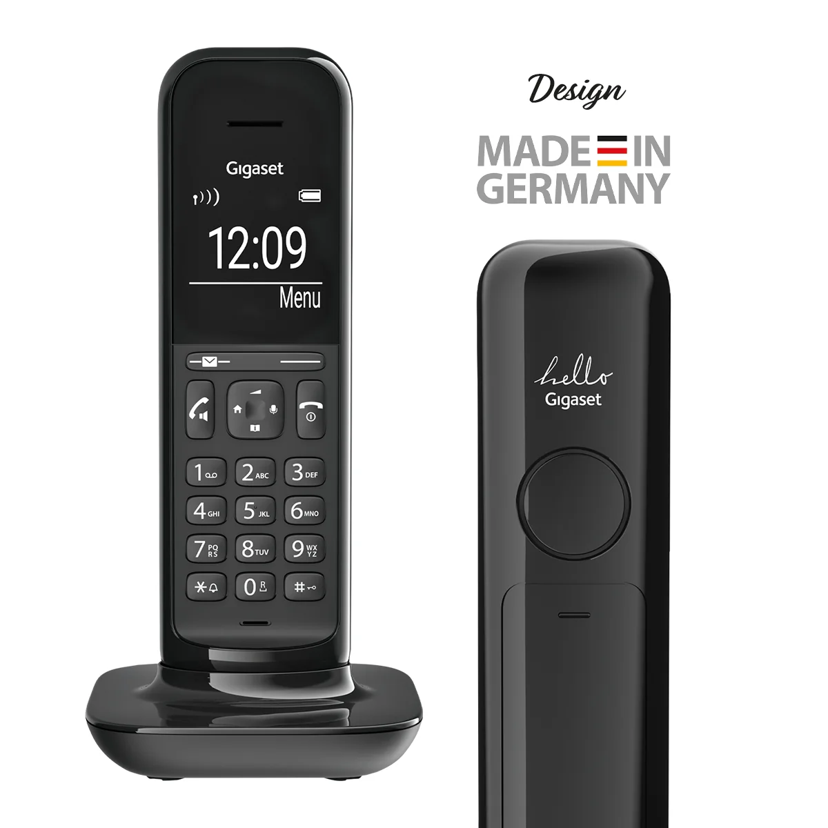 Gigaset Hello Designer Cordless Phone - Black, Single Handset Without Answer Machine - Image 3