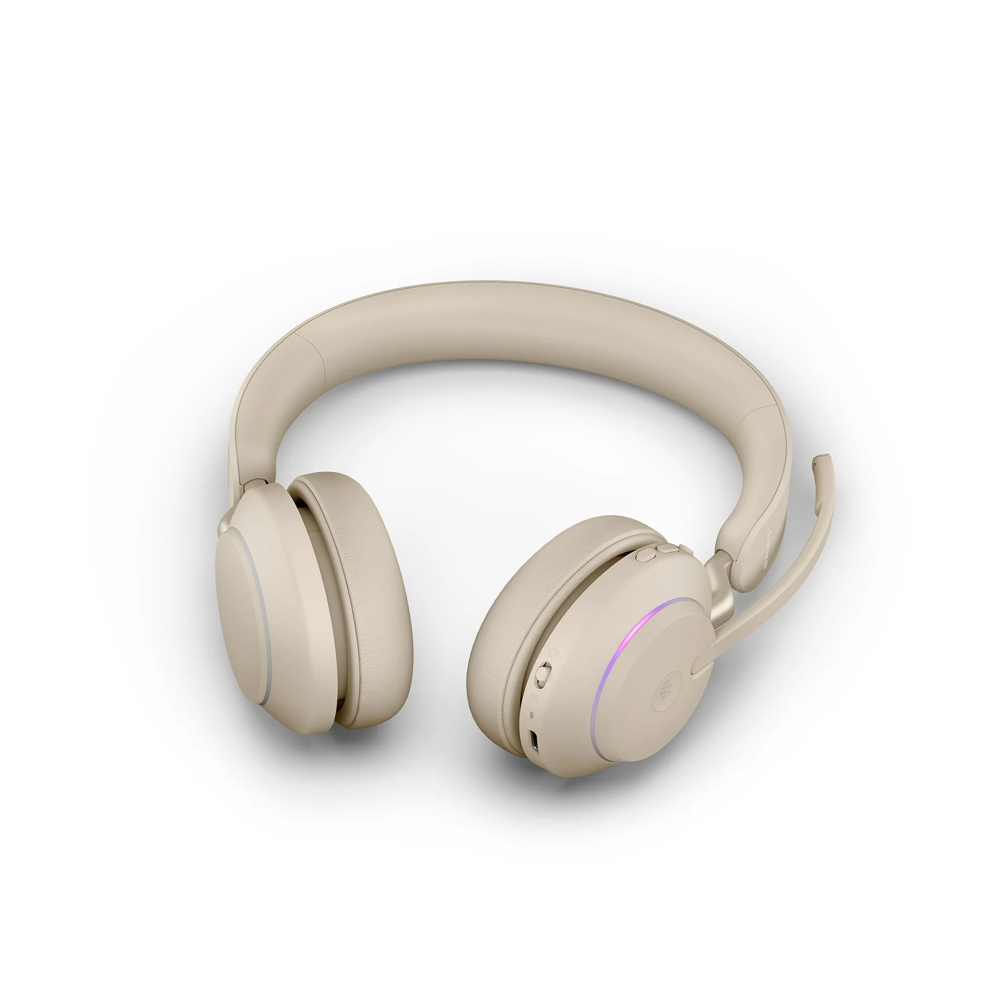 Jabra Evolve2 65 USB-C MS Stereo Wireless Headset in Beige with Desk Stand - Image 4