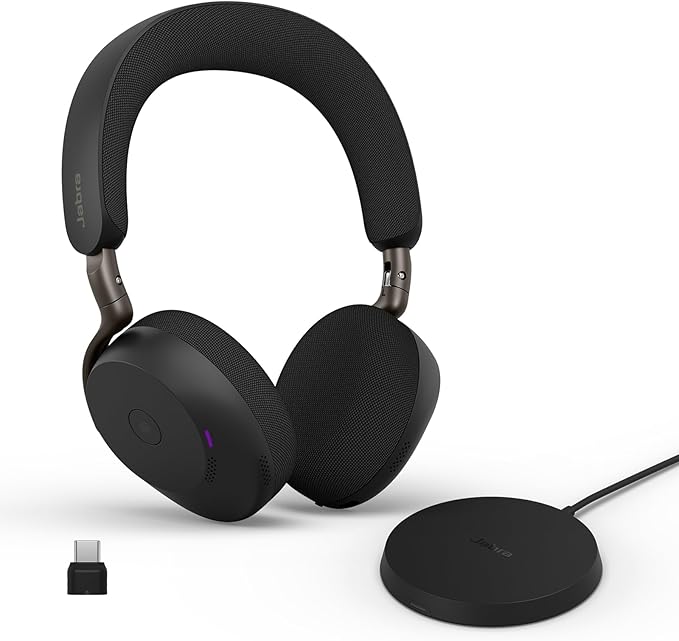 Jabra Evolve3 75 MS Stereo, Link 390 USB-C, Black, with Wireless Charging pad