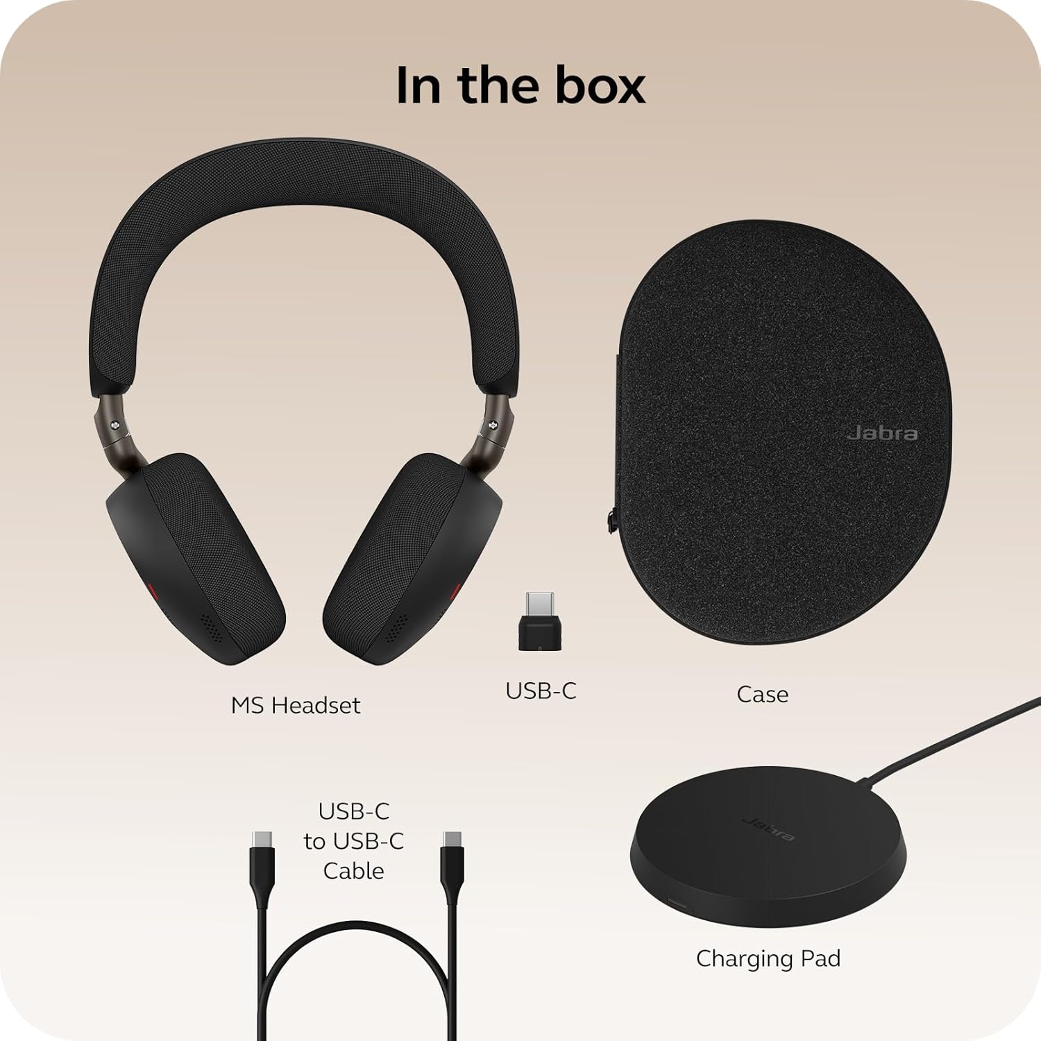 Jabra Evolve3 75 UC Stereo, Link 390 USB-C, Black, with Wireless Charging pad - Image 2