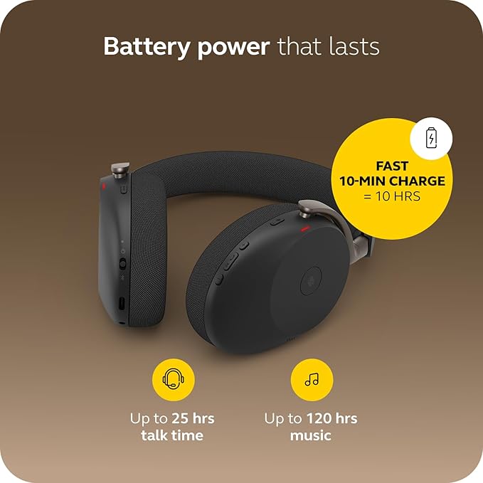 Jabra Evolve3 85 MS Stereo, Link 390 USB-C, Black, with Wireless Charging pad - Image 10