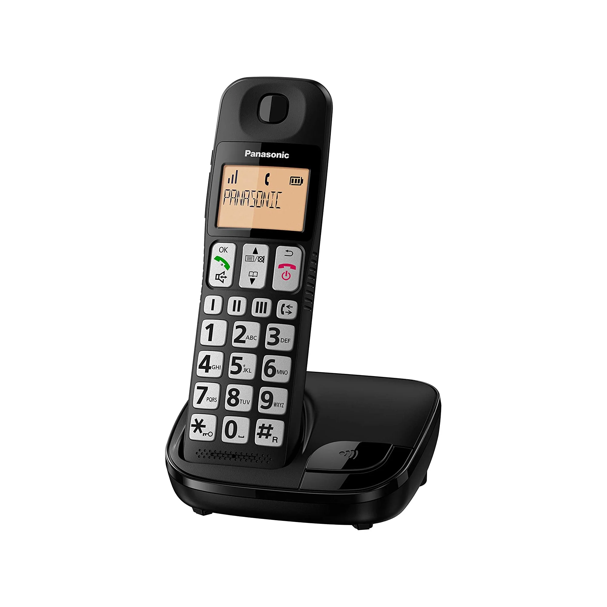 Panasonic KX-TGE110E Big Button Cordless Phone, Single Handset