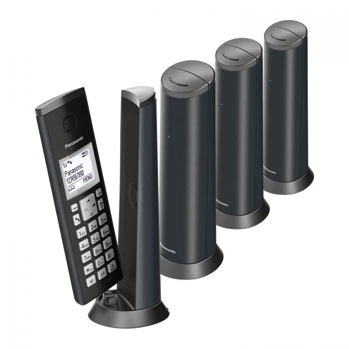Panasonic KX-TGK224EB Designer Cordless Phone, Quad Handset with Answer Machine