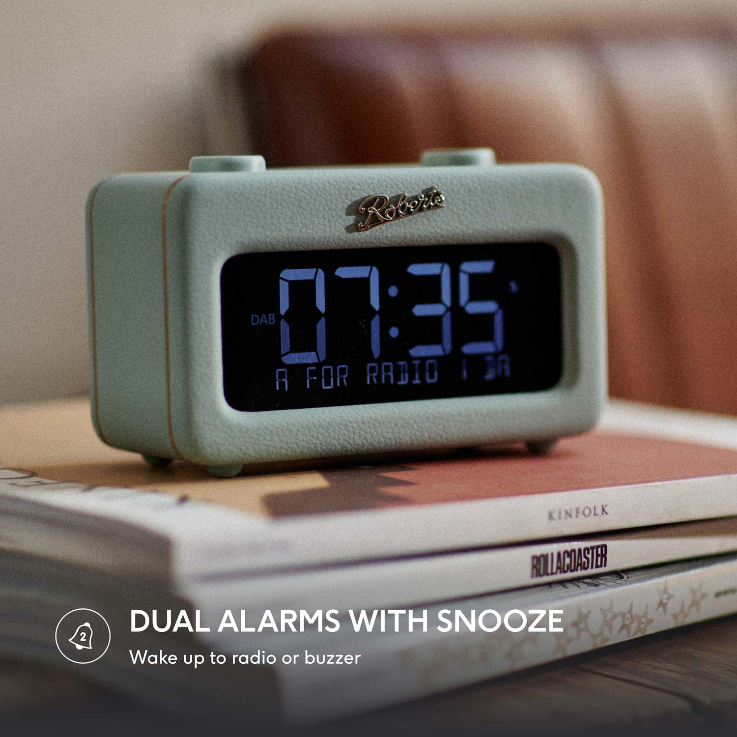 Roberts Revival Rest DAB Radio Alarm Clock, Duck Egg - Image 3