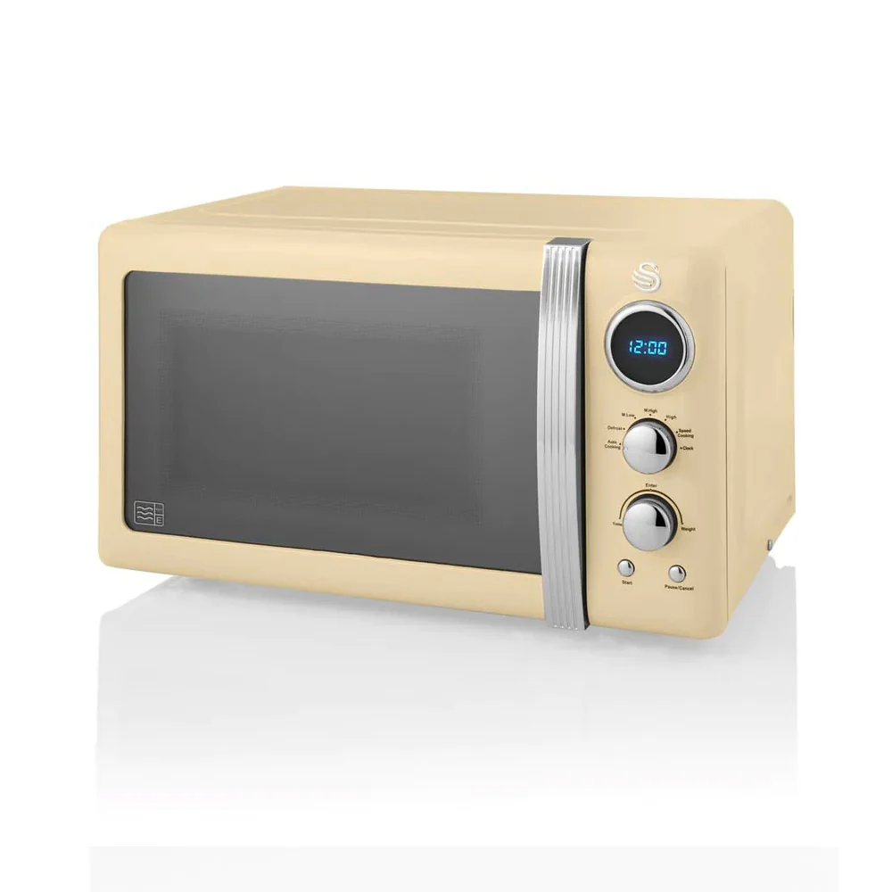Swan 800W Digital Retro Microwave - Cream