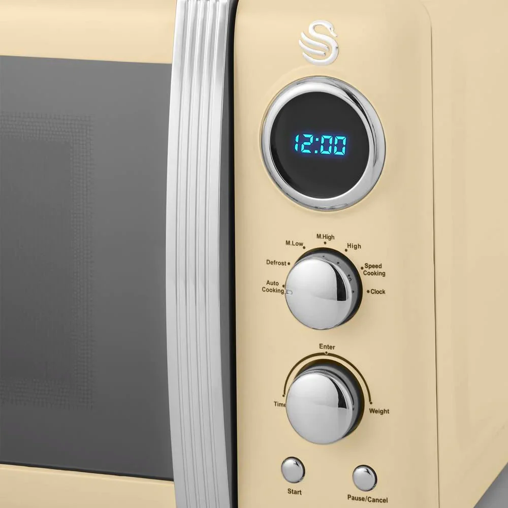 Swan 800W Digital Retro Microwave - Cream - Image 3
