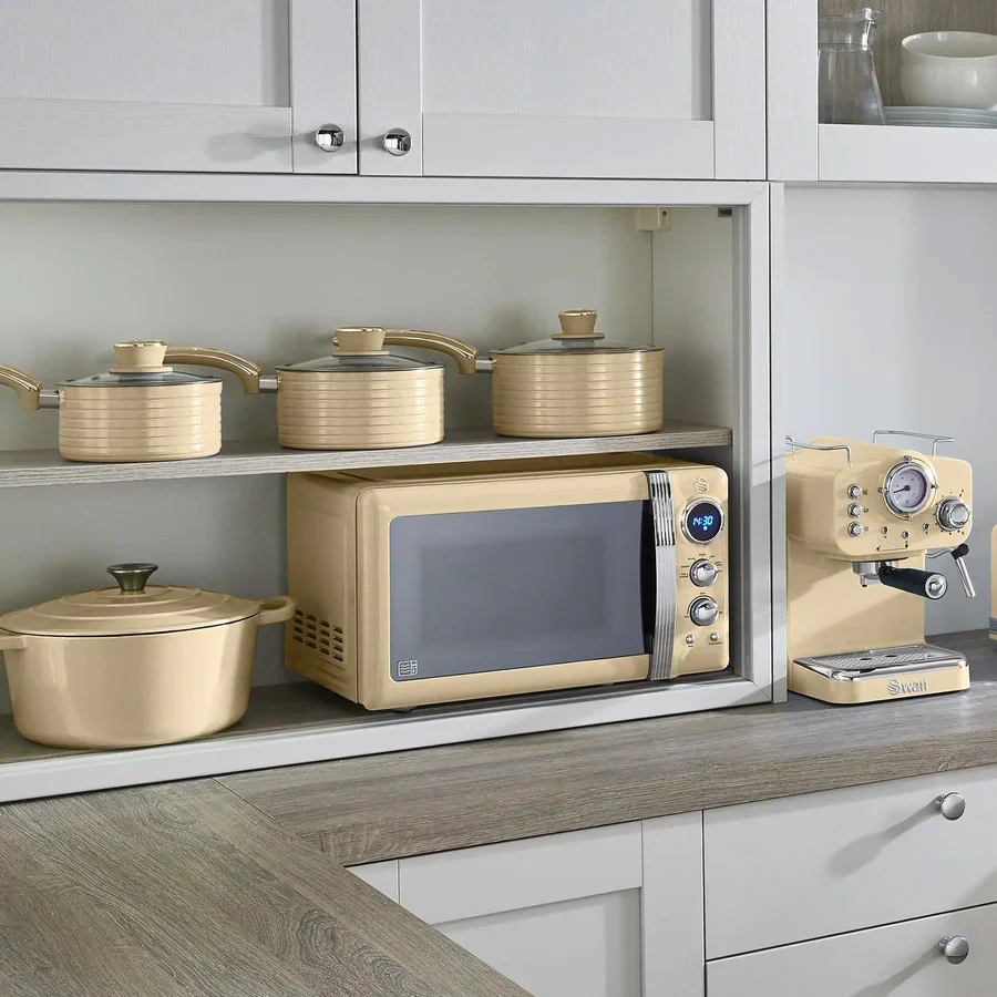 Swan 800W Digital Retro Microwave - Cream - Image 6