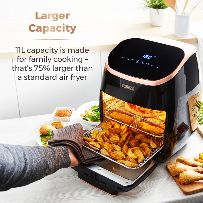 Tower Xpress Pro 2000W 11 Litre 5-in-1 Rose Gold Digital Air Fryer Oven with Rotisserie - Image 3