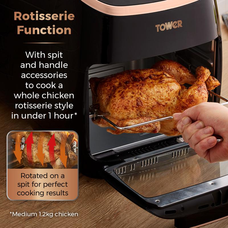 Tower Xpress Pro 2000W 11 Litre 5-in-1 Rose Gold Digital Air Fryer Oven with Rotisserie - Image 4