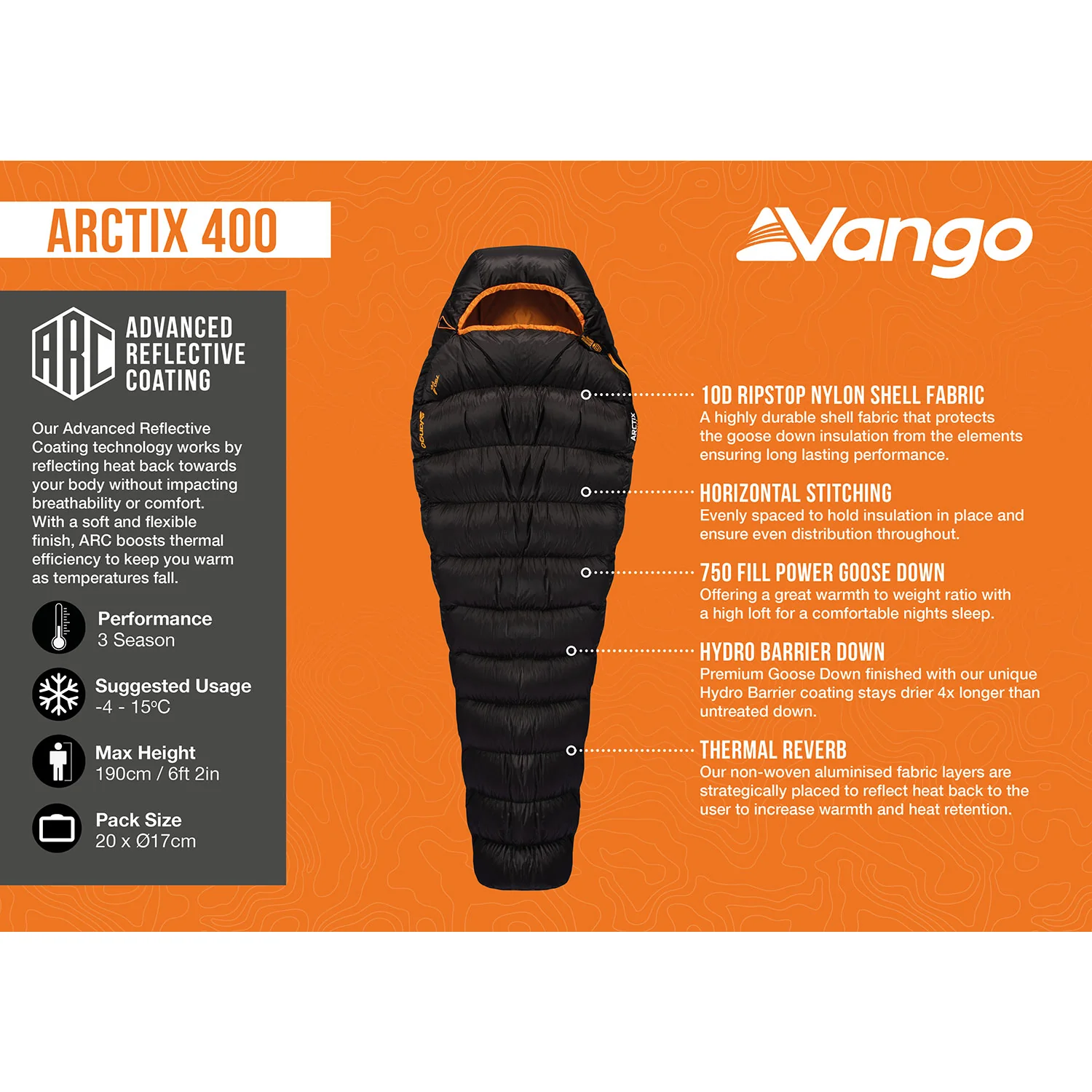 Vango Arctix 400 Down Sleeping Bag - Image 2