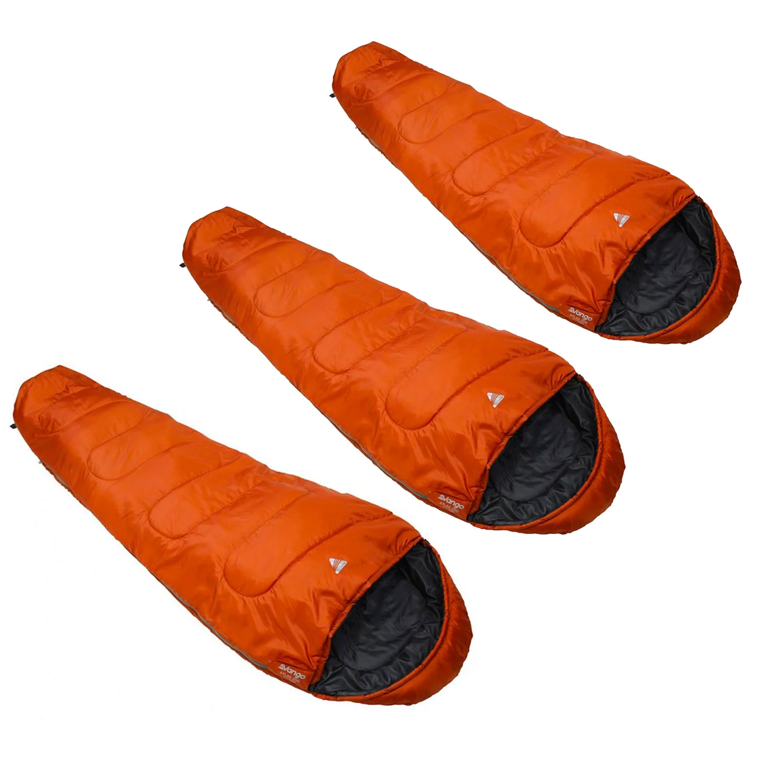 Vango Atlas 250 Sleeping Bag - Orange - Trio Pack