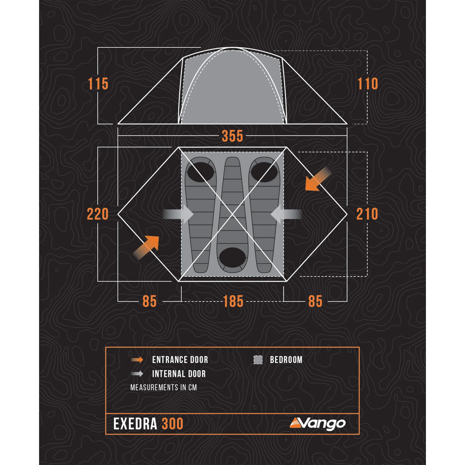 Vango Exedra 300 Lightweight 3-Person Tent - Image 2