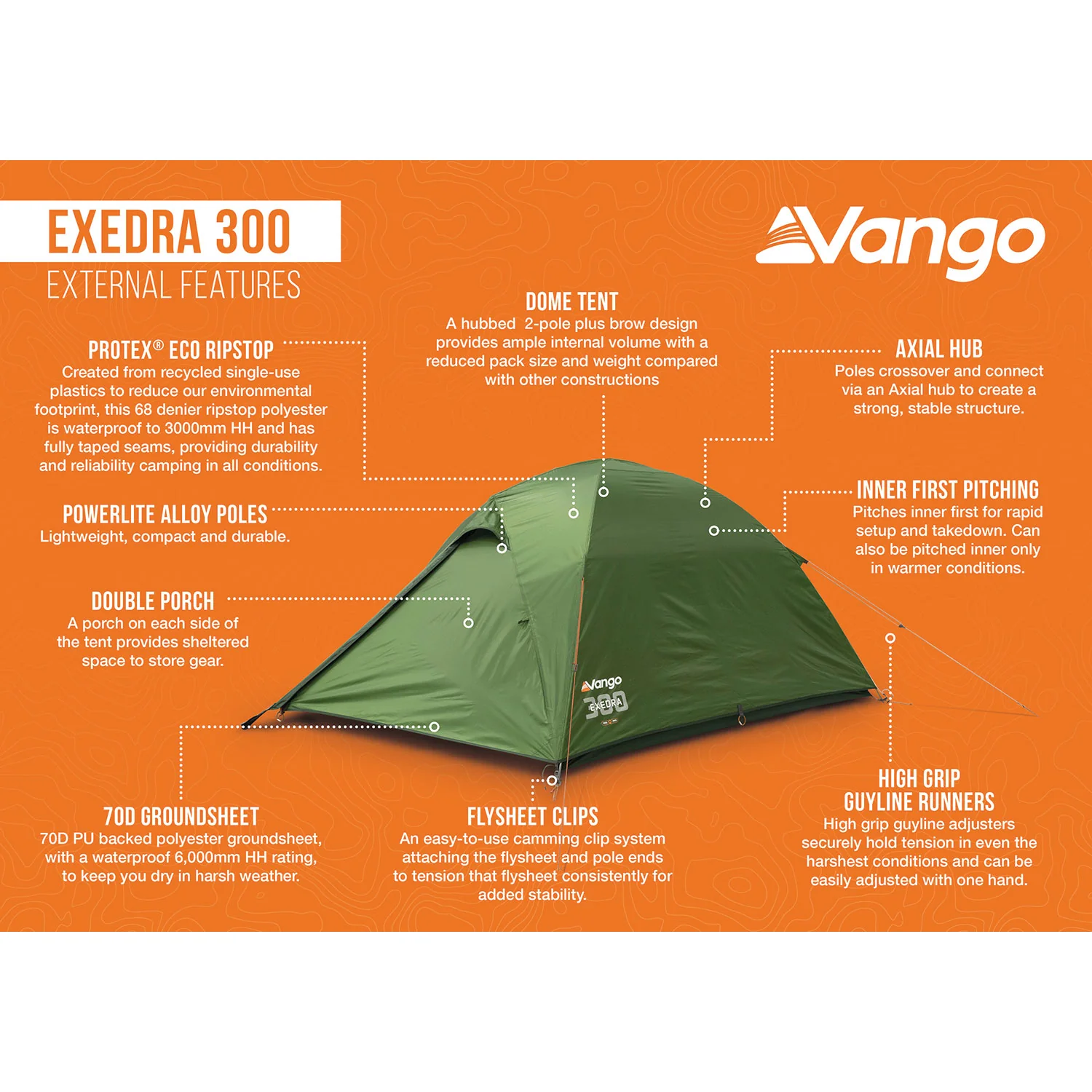 Vango Exedra 300 Lightweight 3-Person Tent - Image 3