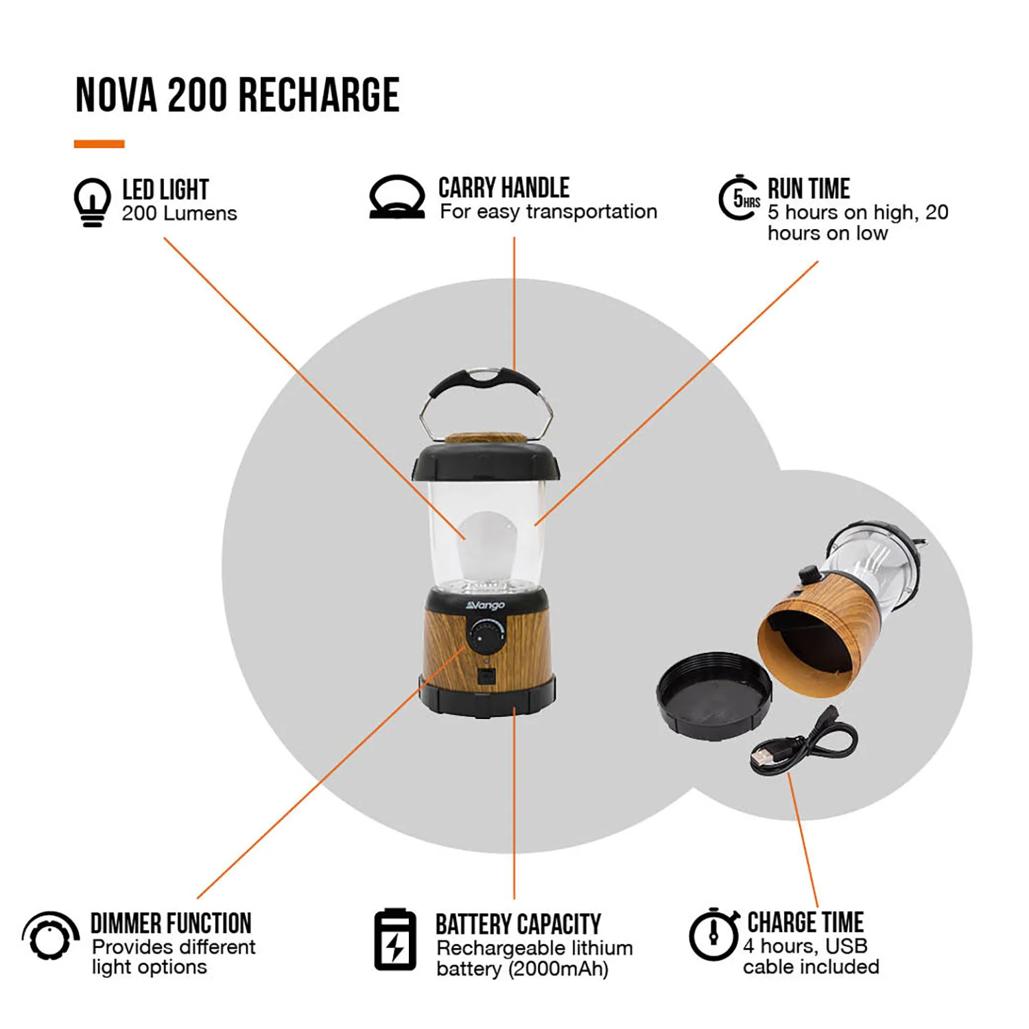 Vango Nova 200 Recharge Lantern - Image 2