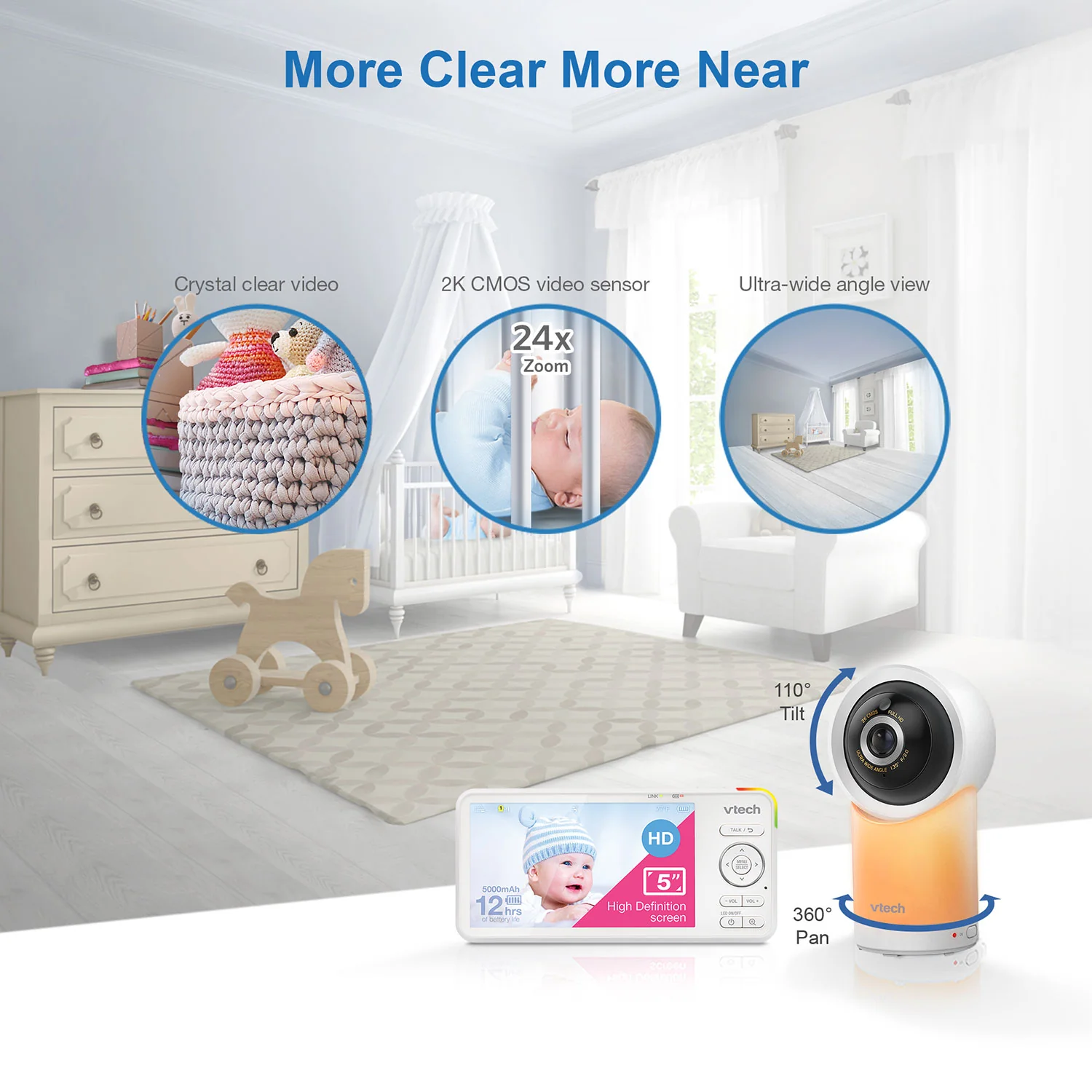VTech RM5766HD 5" Smart Video Baby Monitor - Image 17