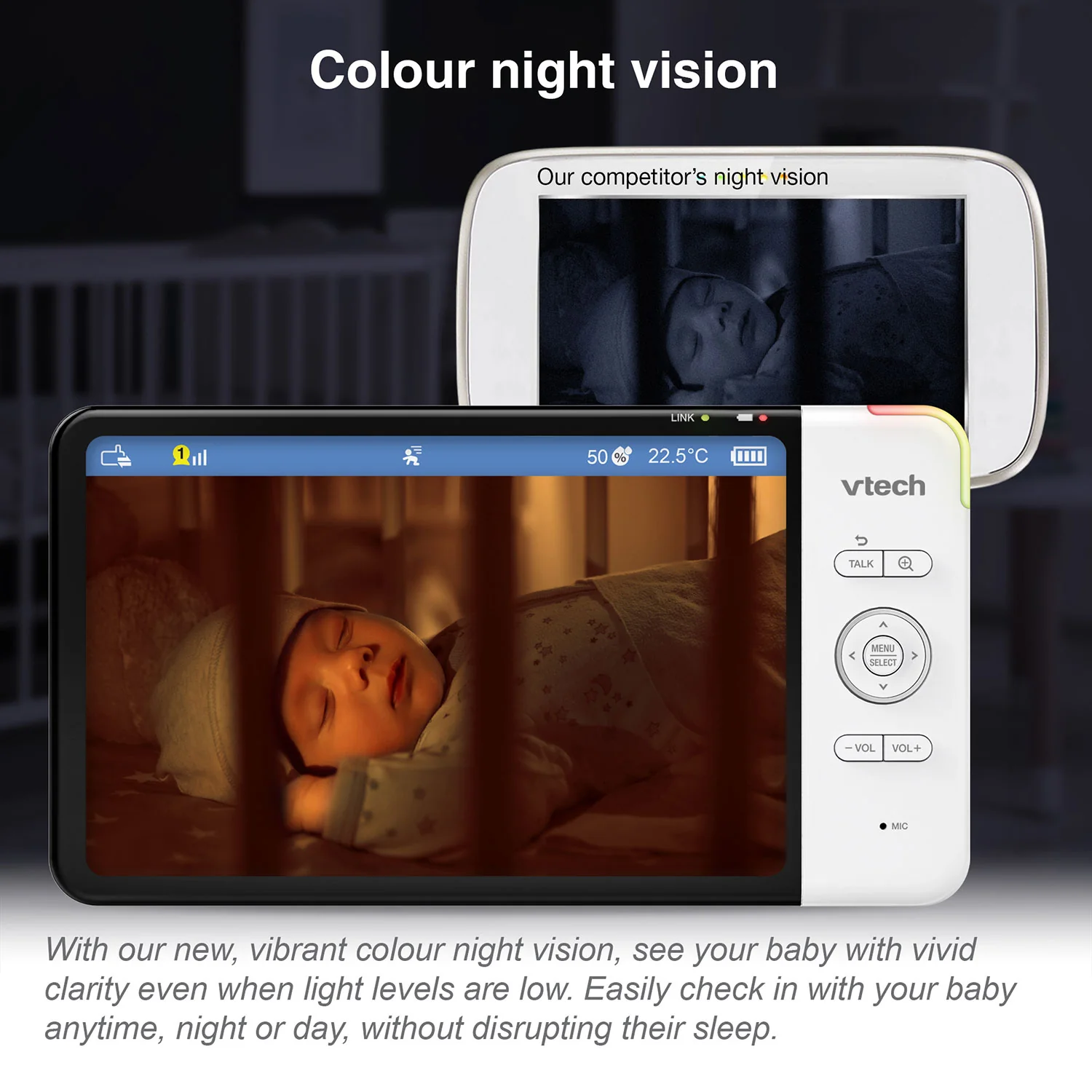 VTech RM7767HD 7" PTZ Smart Video Baby Monitor - Image 4